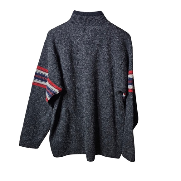 Eddie Bauer Men's XL Gray 100% Wool Half Zip Sweater Sweatshirt - Classic Stripe - Picture 5 of 6